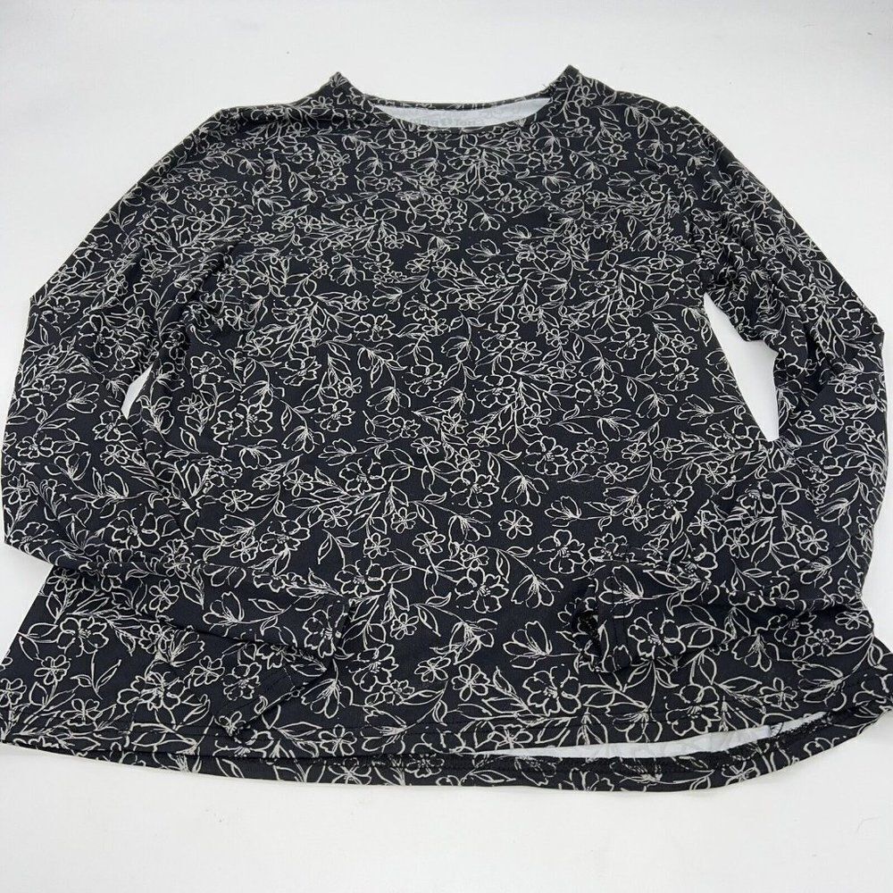 Hang Ten Rash Guard Black & White Floral Pattern size Medium UPF 50